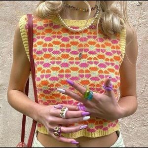 Zara Jacquard Knit Sweater Vest